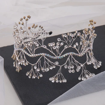 Novo tecido a mão de cristais de árvore de ramos moda feminina faixa de cabelo com Strass jóias de Noiva headwear bodas de Prata, faixa de cabelo