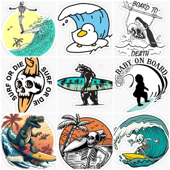 Ondas de Surf Crânio Emblema Adesivo Criativo Moto de Parede Janela do Carro Caminhão Parede de Vidro da Porta Capacete Campista Fora-de-estrada Decalque Personalizável