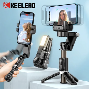 P18 área de Trabalho a Seguir o Modo de disparo Cardan Estabilizador Selfie Vara Tripé com a Luz de Preenchimento para o iPhone, Telefone Celular Smartphone