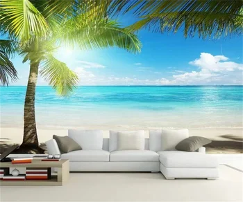 Papel de parede personalizado praia do coqueiro paisagem mural de parede decoração home sala quarto TV murais papel de parede 3d