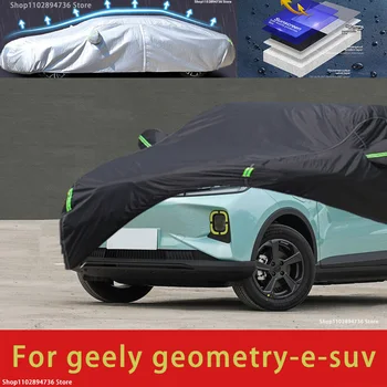 Para Geely Geometria E Ajuste ao ar livre Completa de Proteção de Automóvel Cobre de Neve Cobrir as Sombras Impermeável, Dustproof Exterior preto tampa do carro
