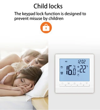 Parede-pendurado LCD Controlador de Temperatura de Água, termostato de aquecimento a Gás, Caldeira de Aquecimento Doméstico de modo Manual/automático Com tranca de segurança para crianças