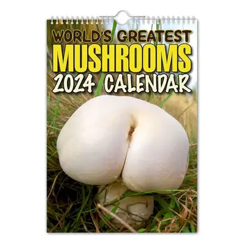 Presentes de Ano novo 2024 Maior do Mundo Cogumelos Calendário de Presente de Papel de Parede, Calendário de Parede Decoração o Tempo de Planejamento de Suspensão do Calendário
