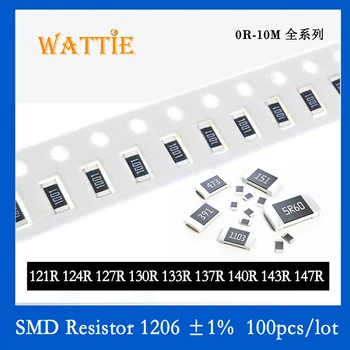 Resistor SMD 1206 1% 121R 124R 127R 130º-133R 137R 140R 143R 147R 100PCS/monte chip resistores de 1/4W 3,2 mm*1,6 mm
