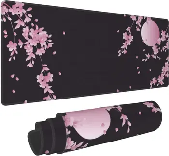 Sakura Flor XL com Bordas Costuradas Estendido Impermeável Secretária Almofada Non-Slip Base de Borracha Teclado Grande Tapete de Computador 31,5 X 11,8 pol.