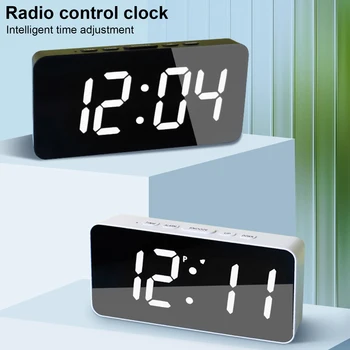 Smart Eléctrico Relógio Despertador Digital (Alimentado Por Bateria) Controle de Rádio Relógio de Mesa Soneca Noite o Modo de 12/24H Eletrônico LED Relógios