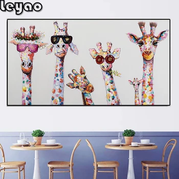 Tamanho grande Plena Praça Redonda Broca 5D DIY Diamante Pintura Girafas Família 3D de Bordado de Ponto de Cruz, 5D Decoração Presente