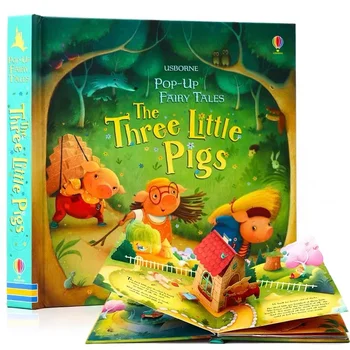 Usborne Pop-Up de Três porquinhos inglês 3D Retalho de Livros de imagens de Crianças Lendo o Livro do bebê aprender o idioma inglês de Livros para Crianças