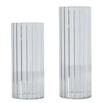 Vaso de vidro, Vasos Decorativos Vertical de Grãos de Mesa, Vaso de Vidro, Vasos de Flores para