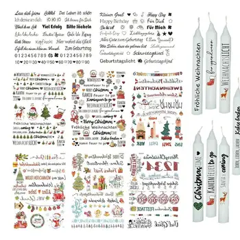 Velas de natal Adesivos lâmina de Água de Natal da Folha de Cerâmica Adesivos 8pcs Natal Adesivo Motivo de Decoração Festiva Criativo