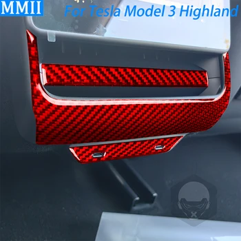 Vermelho De Fibra De Carbono Traseira Saída De Ar Porta De Carregamento Do Painel Da Guarnição De Carro Acessórios De Decoração Autocolante Para Tesla Model 3 Highland 2024
