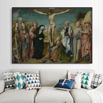 Vintage do Século 16, Pintura a Óleo Cartaz de Cristo na Cruz de Impressão Retro Tela Home Sala Galeria de Decoração