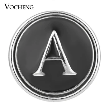 Vocheng Snap Encantos 26 Letras em inglês Preto de 18mm Encantos de Metal, Vn-1295