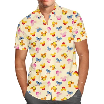 Winnie The Pooh camisa Havaiana Disney Inspirou Homens Botão de Manga Curta, Camisa de Moda Praia de Manga Curta T-Shirt